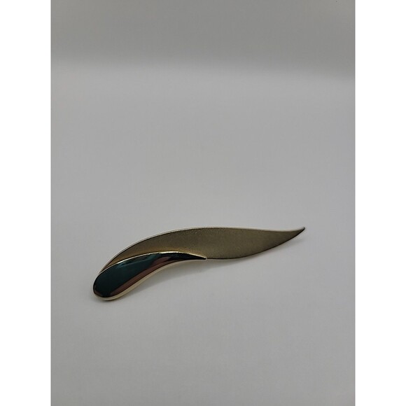 Vintage Brooch Pin Gold Tone Two Tone Textured Abstract Designer Jewelry - Picture 1 of 14